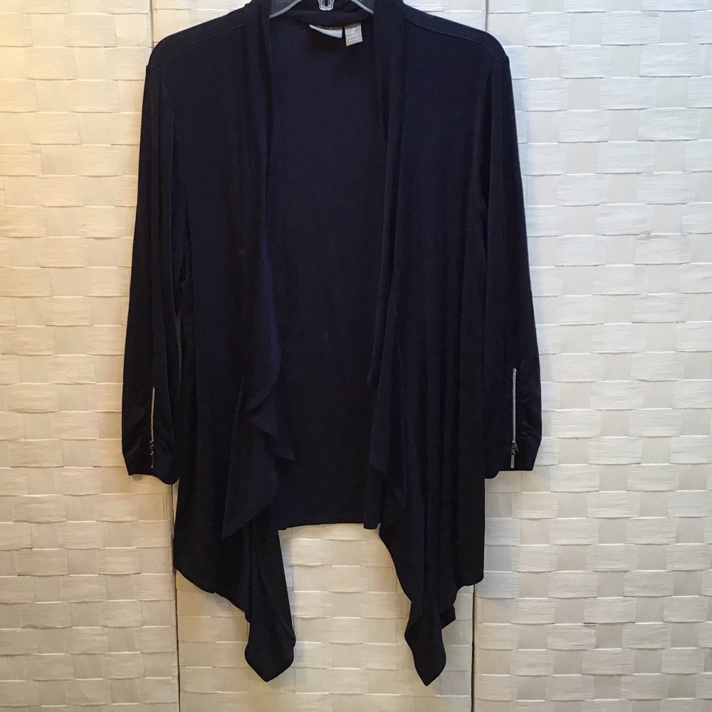 Chicos Travelers Black Draped Cardigan